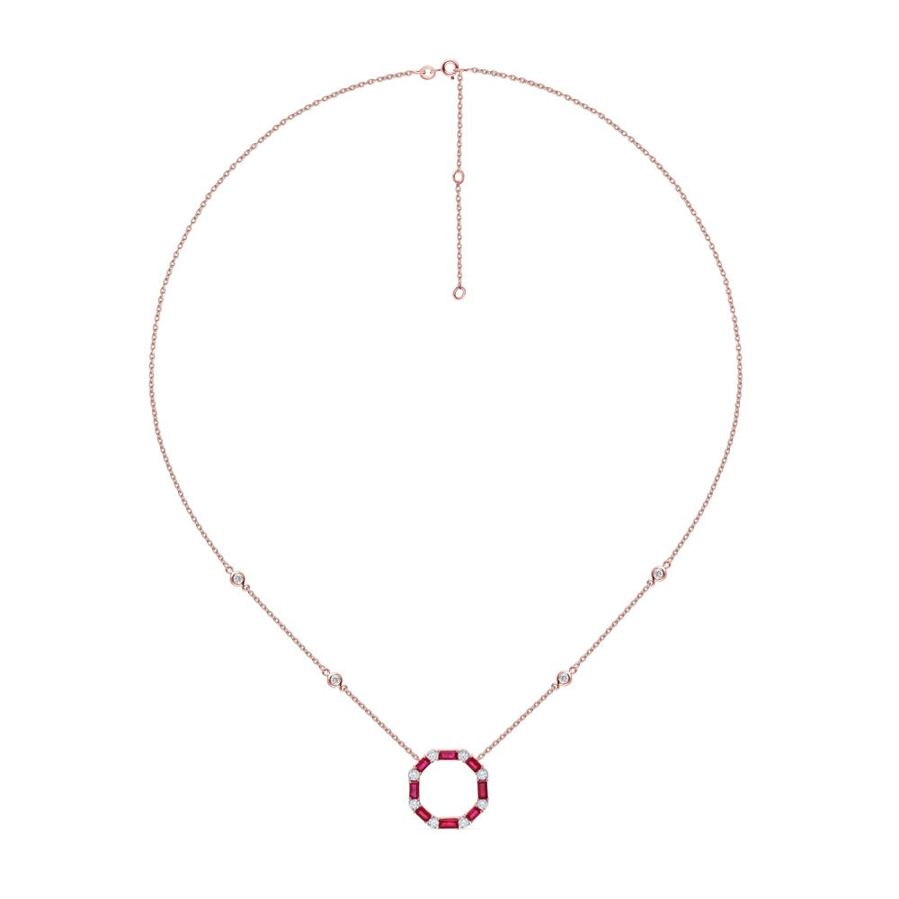 14K 0.72CT Diamond Ruby Necklace