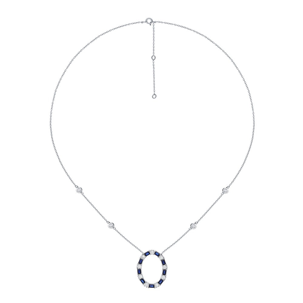 14K 0.67CT Diamond Sapphire Necklace