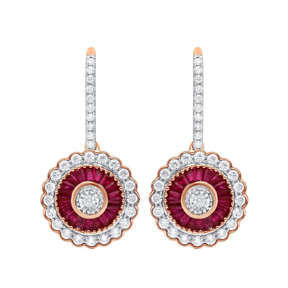 14K 1.00CT Diamond  RUBY Earring