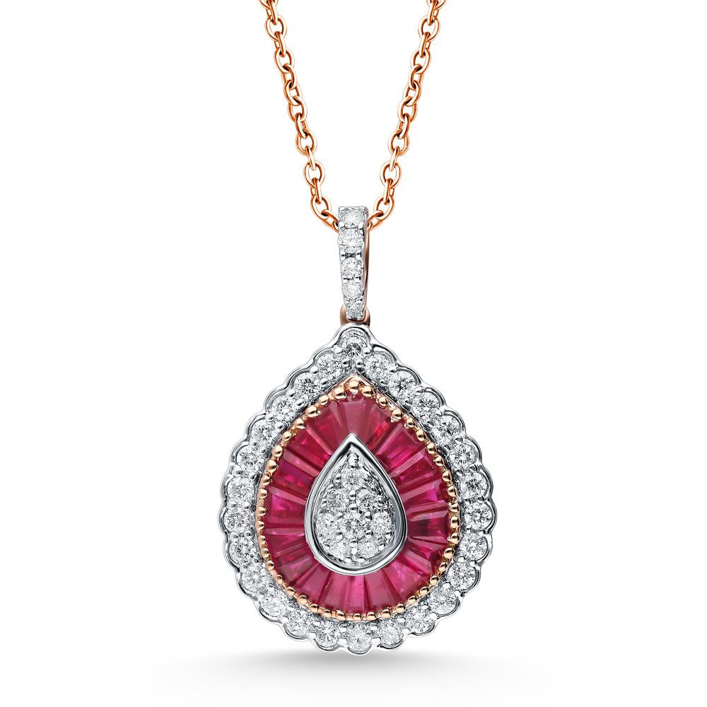 14K 0.60CT Diamond RUBY Pendant