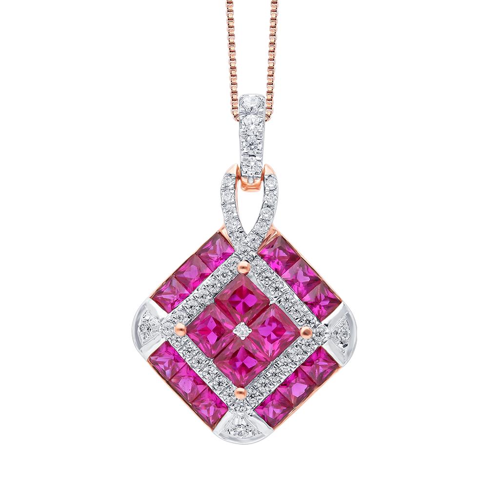 14K 0.22CT Diamond RUBY Pendant