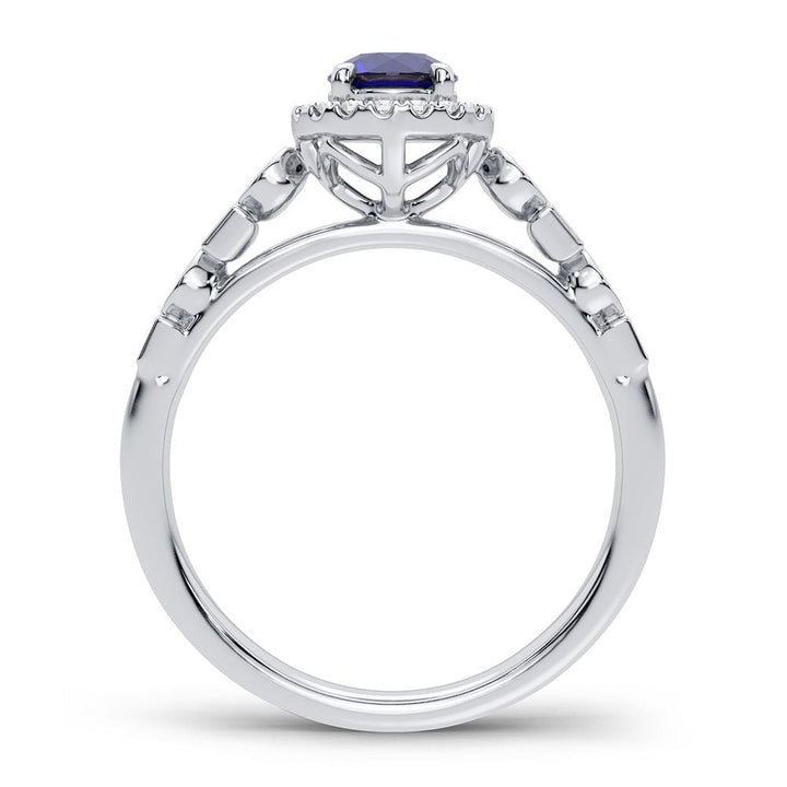 14K 0.10CT Diamond Sapphire Ring