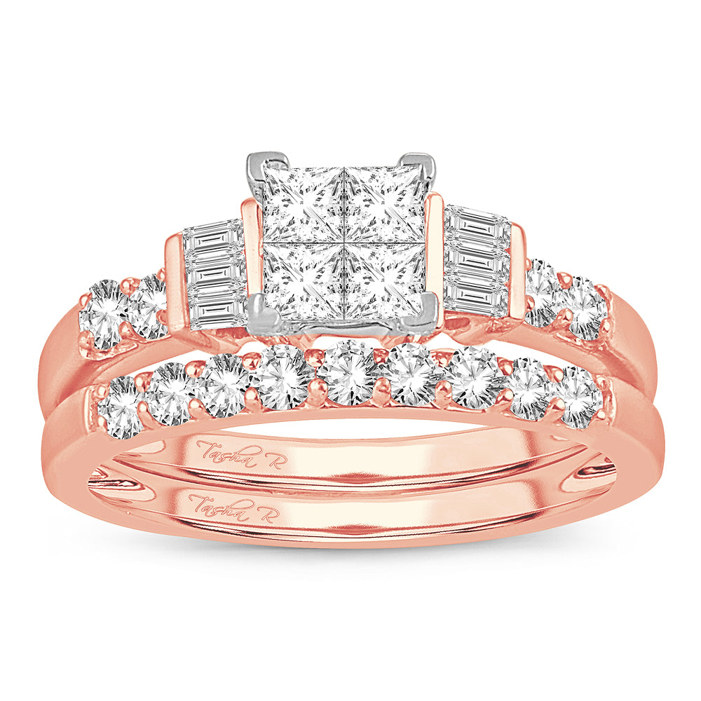 14K  1.00CT Princess Cut Diamond Bridal Ring