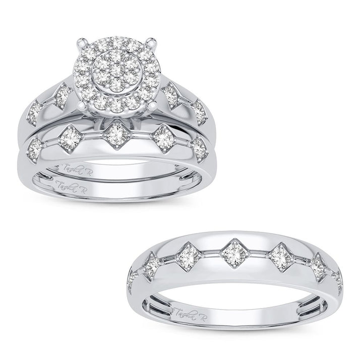 10K 0.76CT DIAMOND TRIO SET