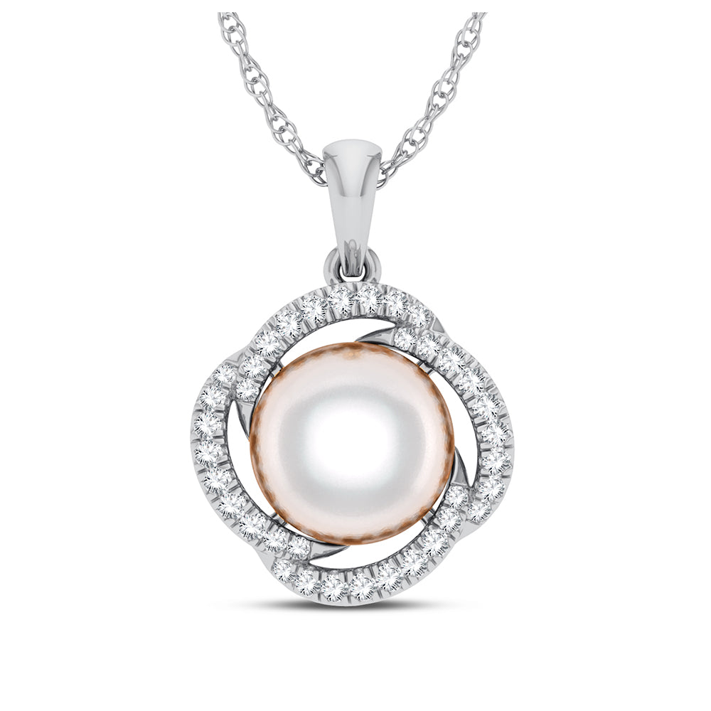 14K 0.20CT DIAMOND PEARL PENDANT