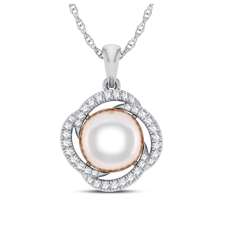 14K 0.20CT DIAMOND PEARL PENDANT