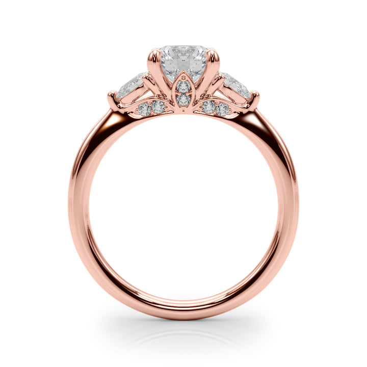 18K Rose Gold Lab Diamond 3-Stone Ring