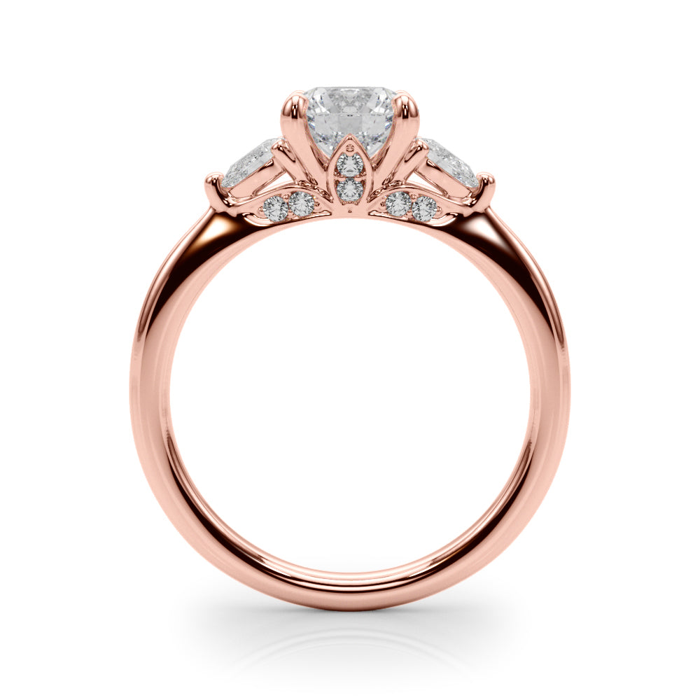 18K Rose Gold Lab Diamond 3-Stone Ring