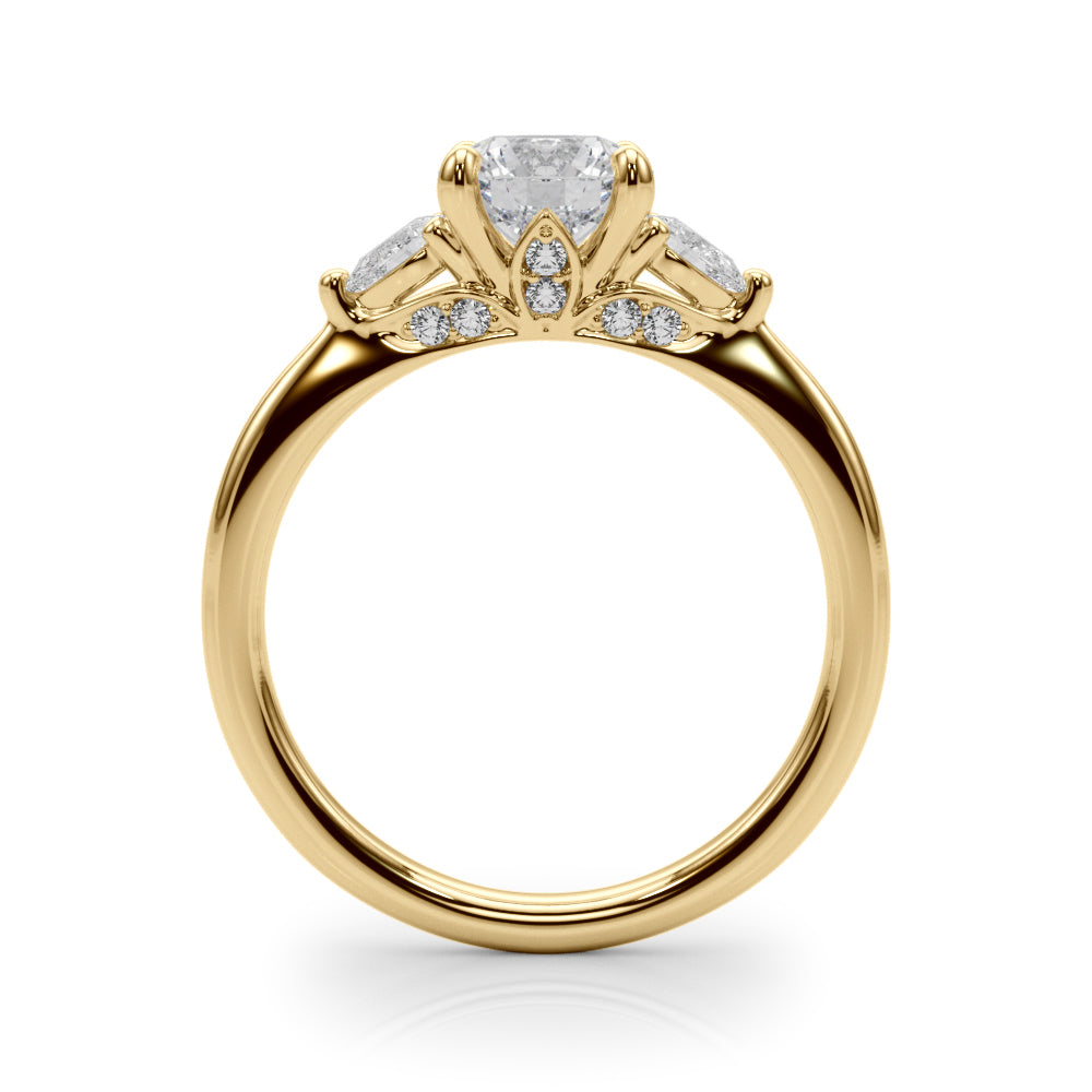 18K Yellow Gold Lab Diamond 3-Stone Statement Ring