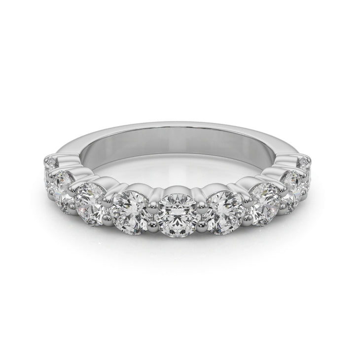 9 Stone Lab Diamond 18K White Gold Wedding Band