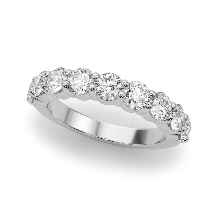 9 Stone Lab Diamond 18K White Gold Wedding Band