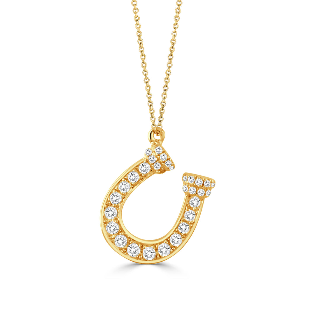 N10053-18K YELLOW GOLD DIAMOND HORSESHOE NECKLACE WITH ALL DIAMONDS
