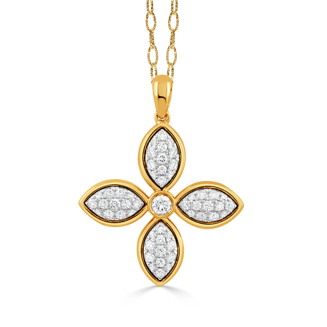P11952TT-18K WHITE AND YELLOW GOLD DIAMOND PENDANT